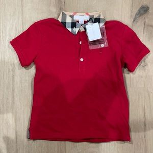 Brand new 3y Burberry polo deep red color. NWT